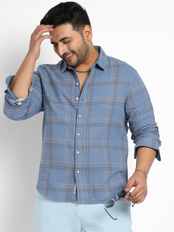 Icy Blue Tartan Plaid Shirt - Shop authentic Indian Men's Fashion by Instafab Plus