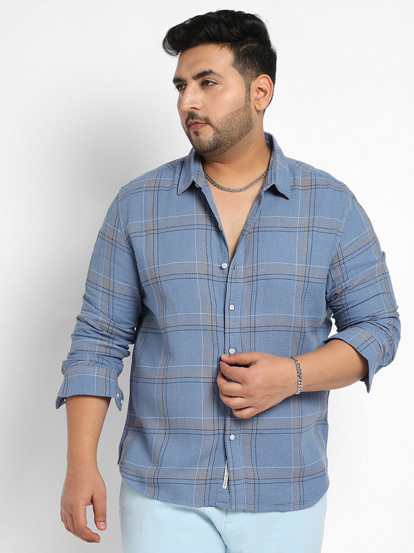 Icy Blue Tartan Plaid Shirt - Shop authentic Indian Men's Fashion by Instafab Plus