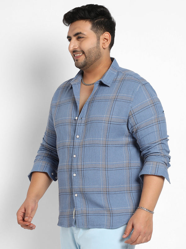 Icy Blue Tartan Plaid Shirt - Shop authentic Indian Men's Fashion by Instafab Plus
