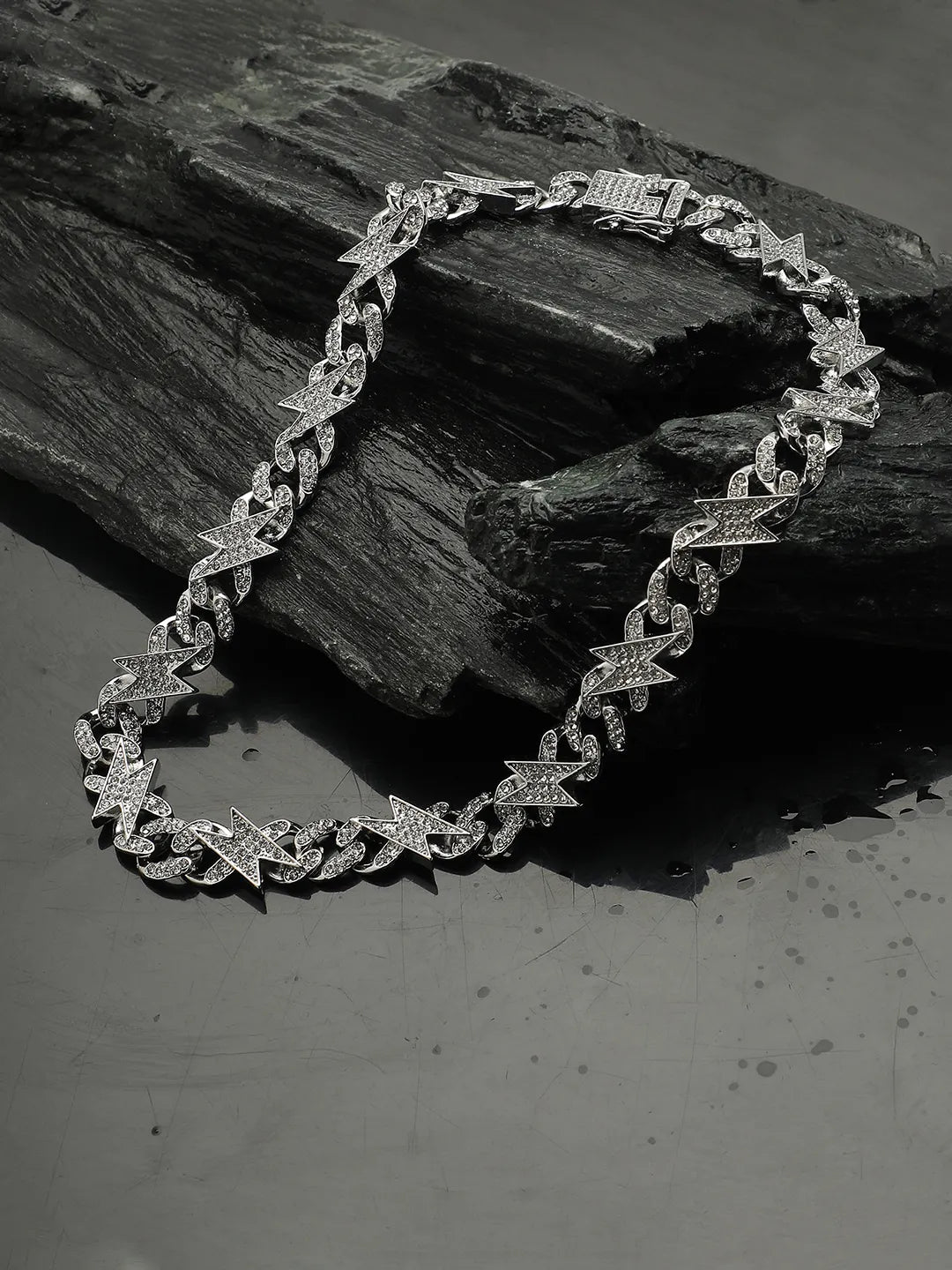 Embellished Thunder Chain - Silver - Shop authentic Indian Men's Fashion by French Accent