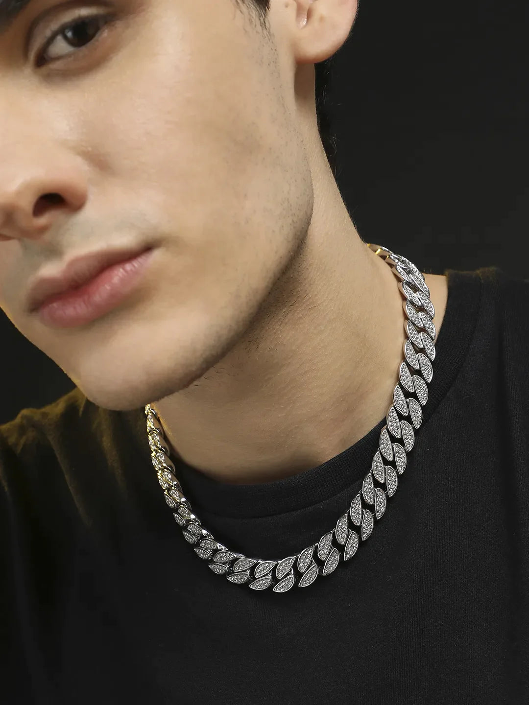 Embellished Bling Chain - Silver - Shop authentic Indian Men's Fashion by French Accent