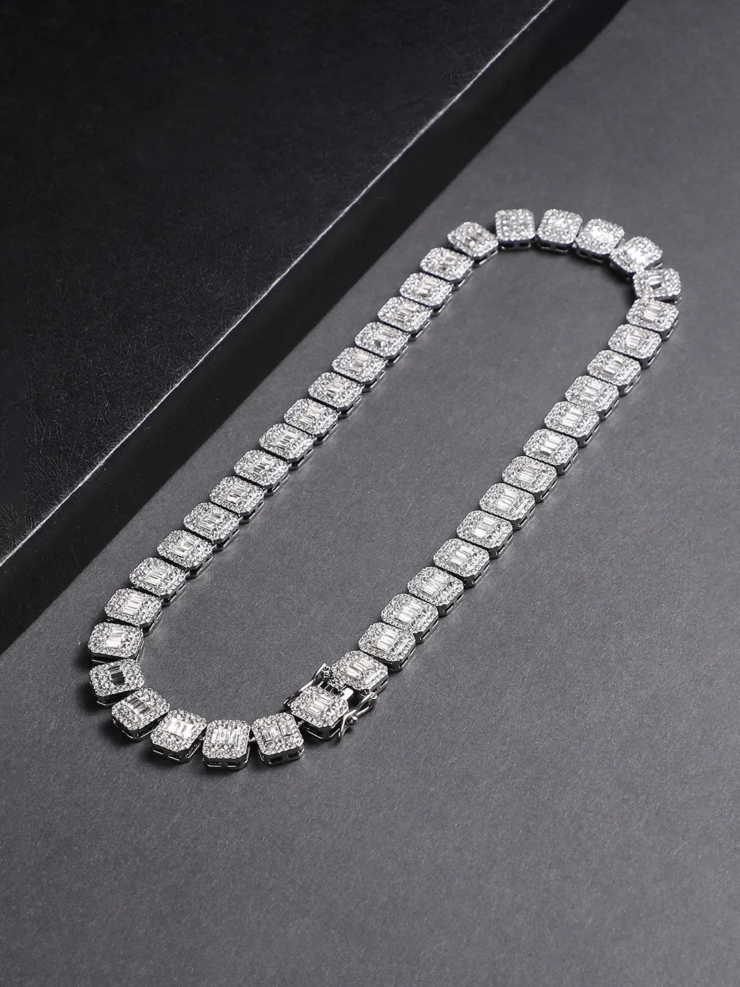 Geometric Bling Collar Chain - Silver - Shop authentic Indian Men's Fashion by French Accent