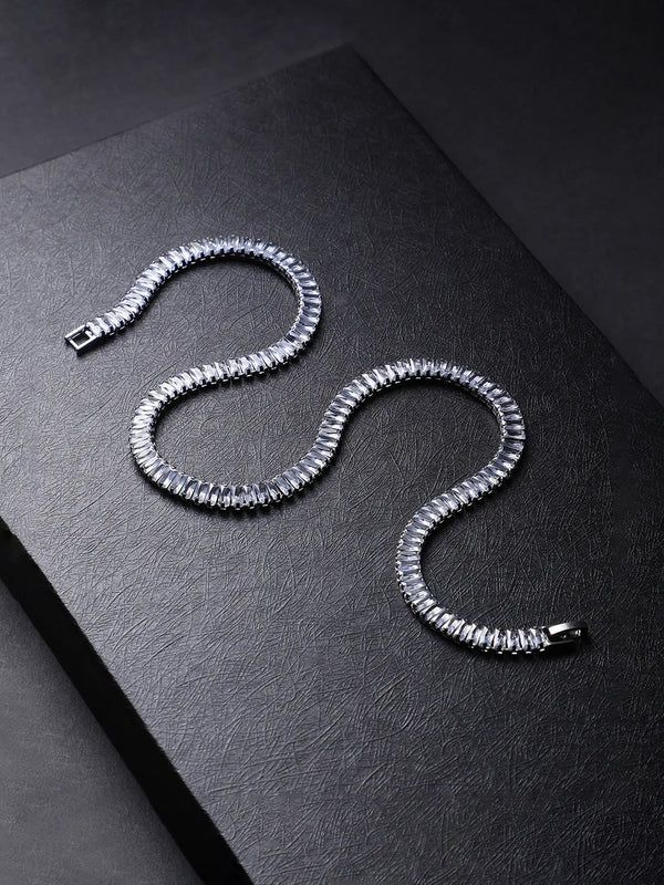 Geometric Stone Collar Chain - Silver - Shop authentic Indian Men's Fashion by French Accent