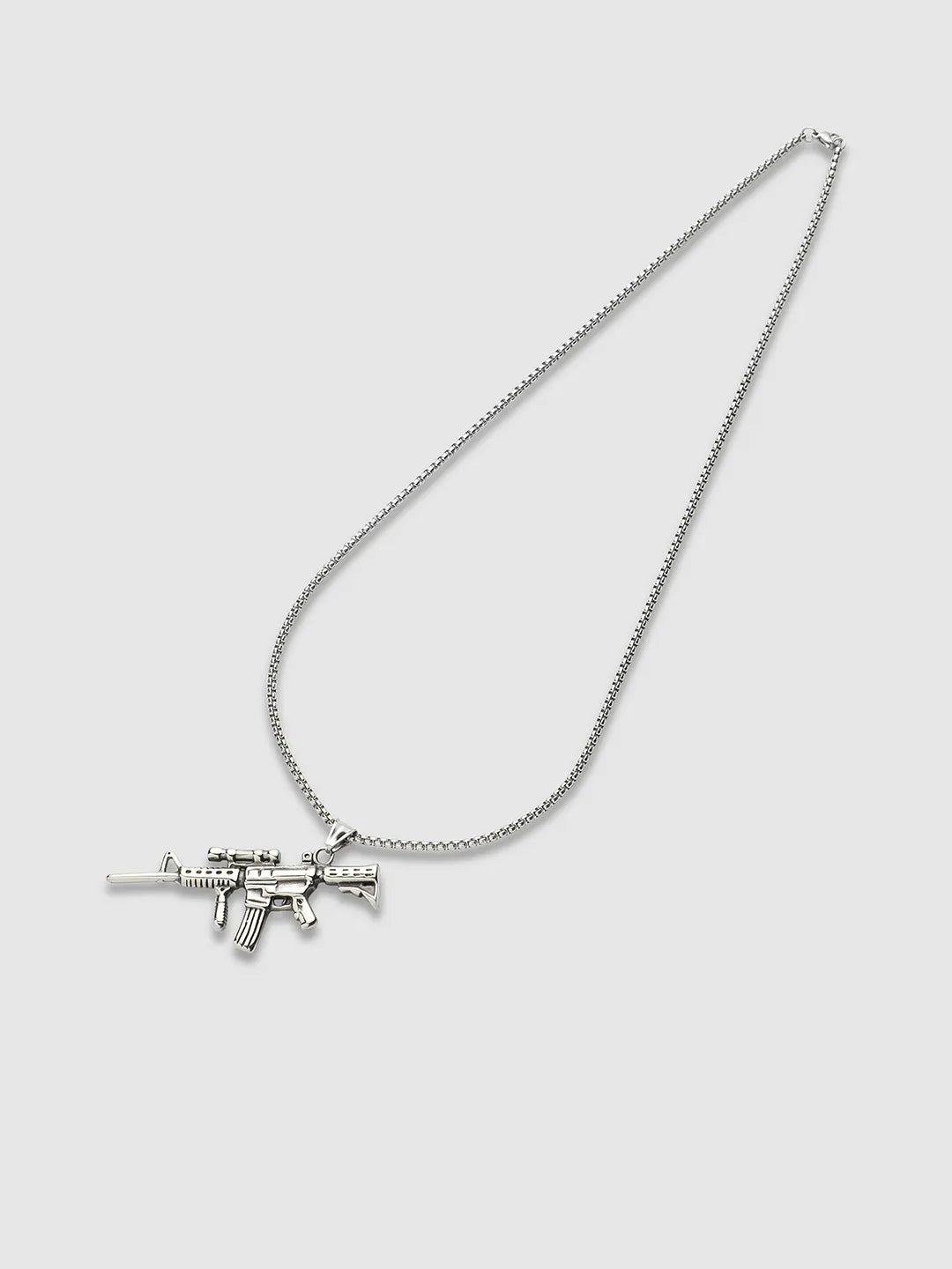 Rifle Gun Pendant with Chain - Silver - Shop authentic Indian Men's Fashion by French Accent