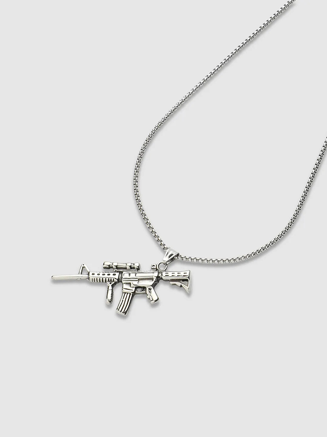 Rifle Gun Pendant with Chain - Silver - Shop authentic Indian Men's Fashion by French Accent