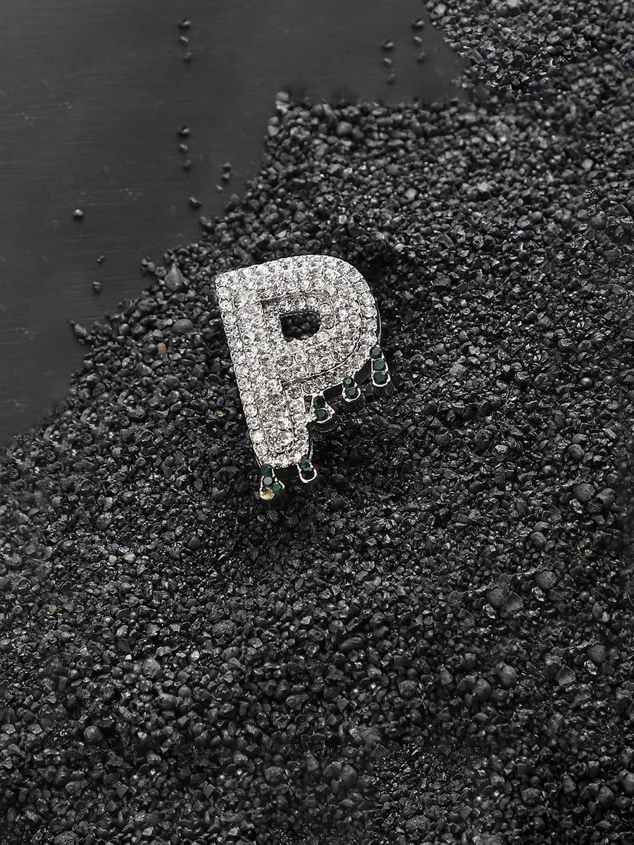 Bling P Alphabet Ring - Silver - Shop authentic Indian Men's Fashion by French Accent