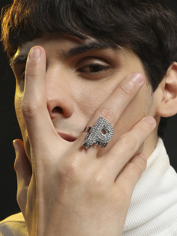 Bling P Alphabet Ring - Silver - Shop authentic Indian Men's Fashion by French Accent