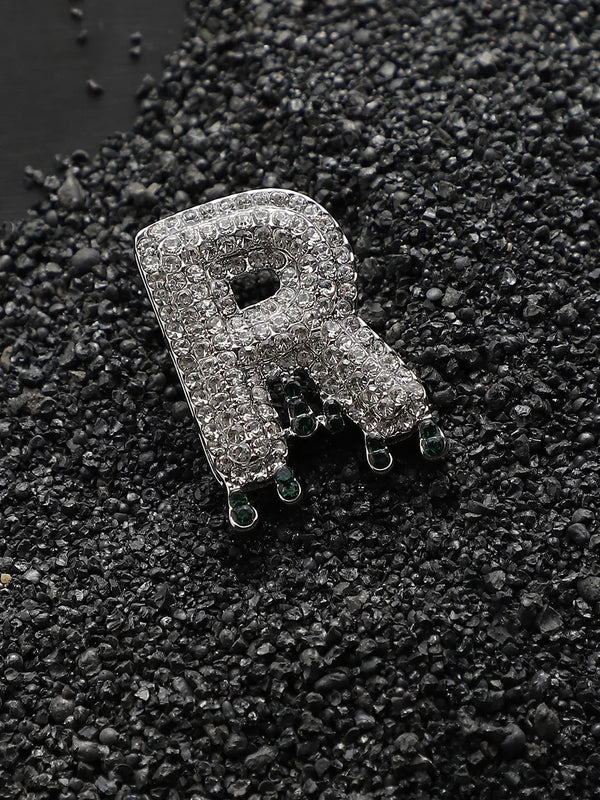 Bling R Alphabet Ring - Silver - Shop authentic Indian Men's Fashion by French Accent