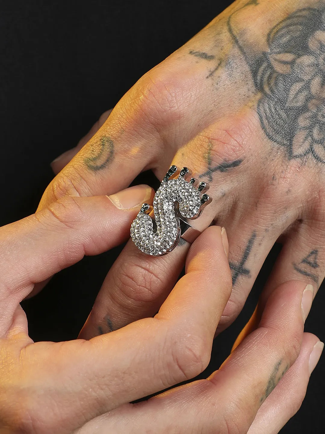 Bling S Alphabet Ring - Silver - Shop authentic Indian Men's Fashion by French Accent