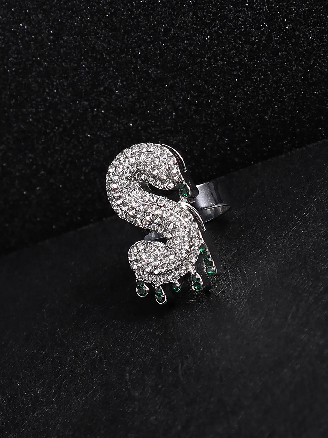 Bling S Alphabet Ring - Silver - Shop authentic Indian Men's Fashion by French Accent