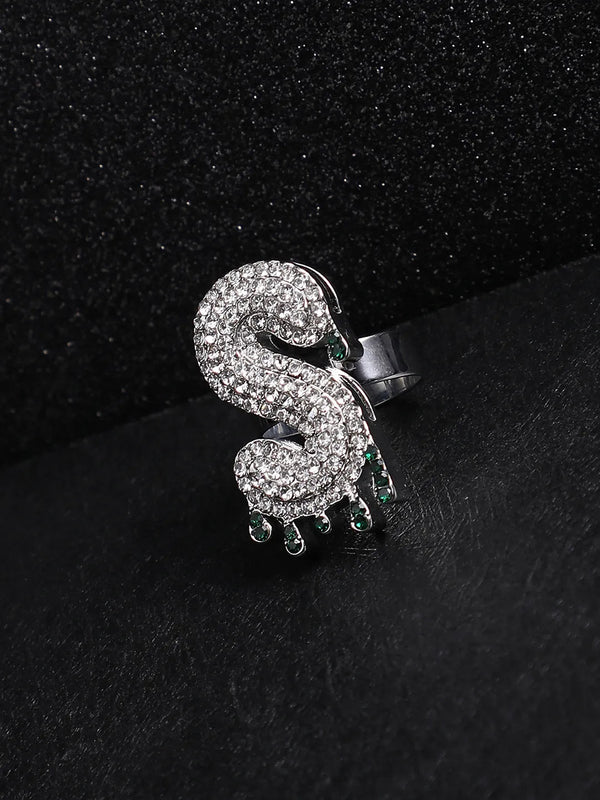 Bling S Alphabet Ring - Silver - Shop authentic Indian Men's Fashion by French Accent