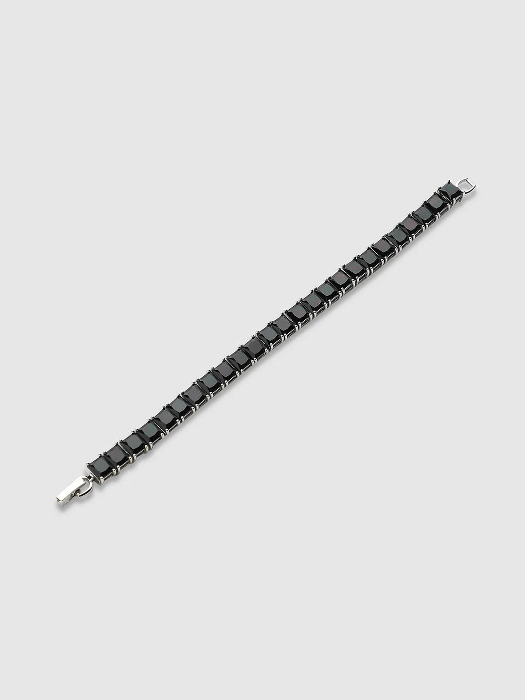 Square Stone Tennis Bracelet - Charcoal Black - Shop authentic Indian Men's Fashion by French Accent