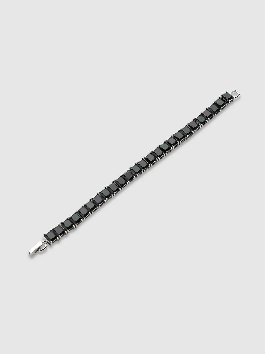 Square Stone Tennis Bracelet - Charcoal Black - Shop authentic Indian Men's Fashion by French Accent