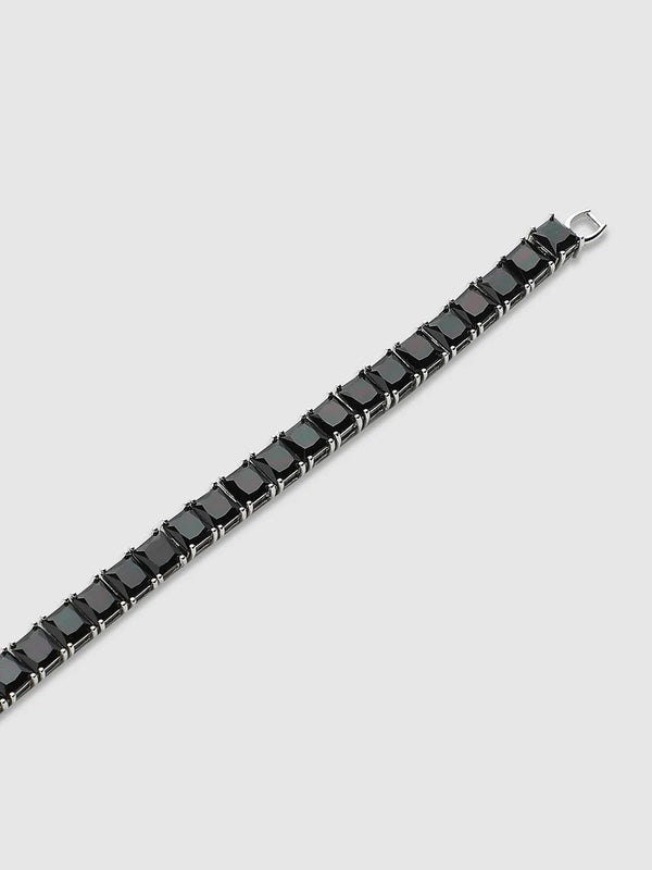 Square Stone Tennis Bracelet - Charcoal Black - Shop authentic Indian Men's Fashion by French Accent