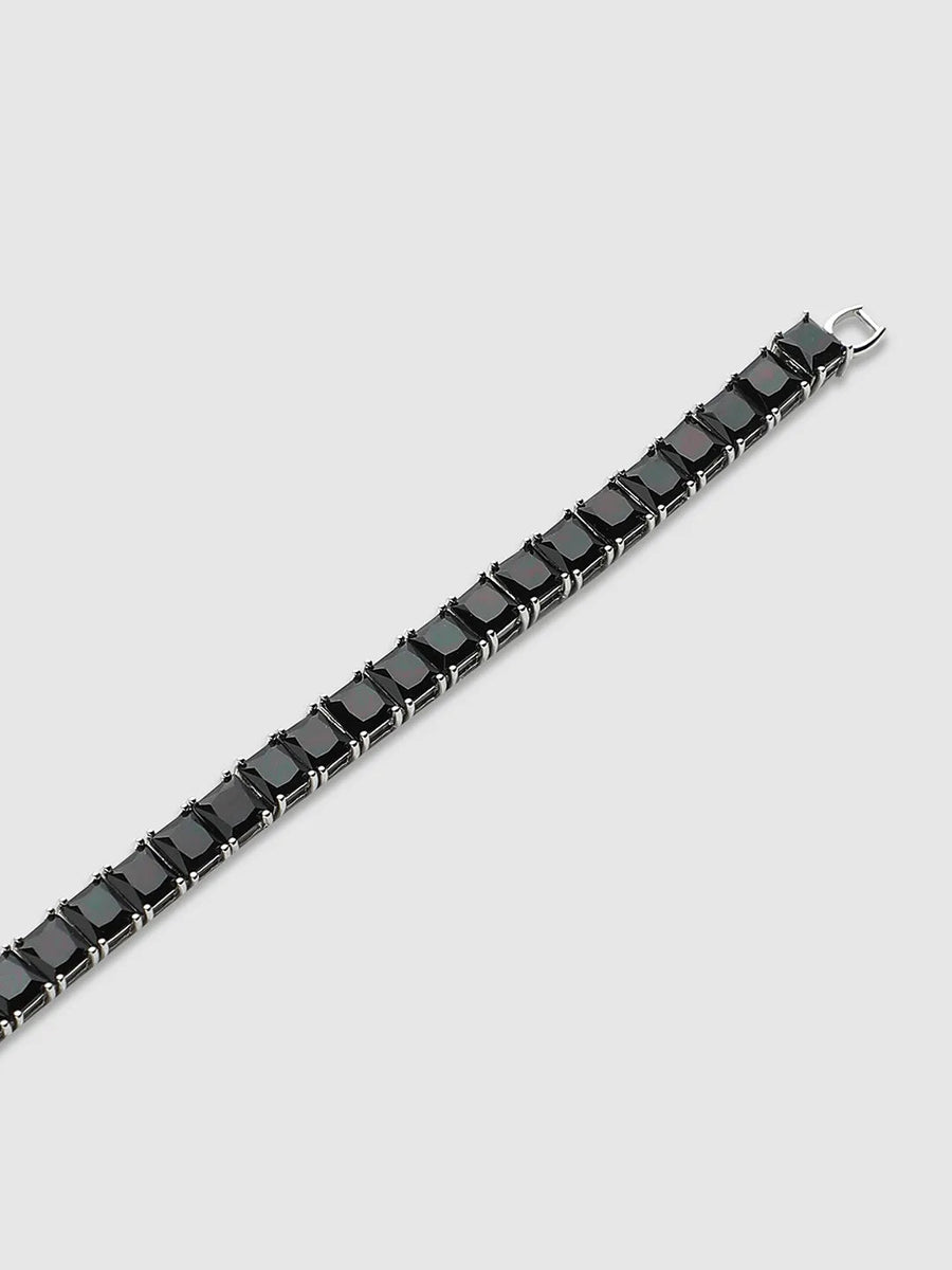 Square Stone Tennis Bracelet - Charcoal Black - Shop authentic Indian Men's Fashion by French Accent