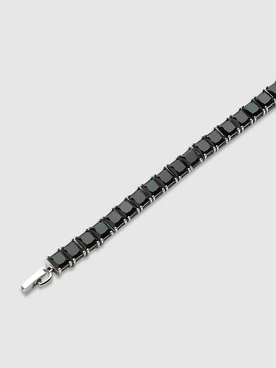 Square Stone Tennis Bracelet - Charcoal Black - Shop authentic Indian Men's Fashion by French Accent
