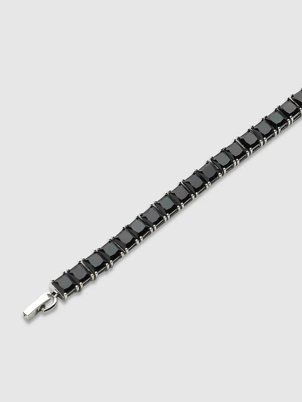 Square Stone Tennis Bracelet - Charcoal Black - Shop authentic Indian Men's Fashion by French Accent