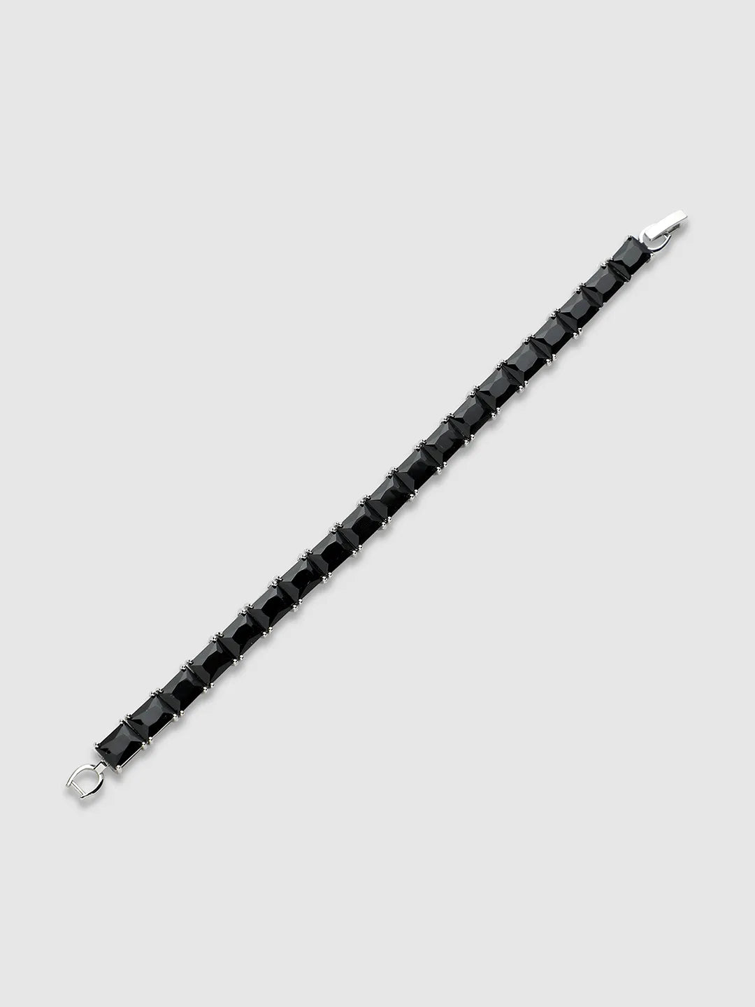 Geometric Stone Tennis Bracelet - Charcoal Black - Shop authentic Indian Men's Fashion by French Accent