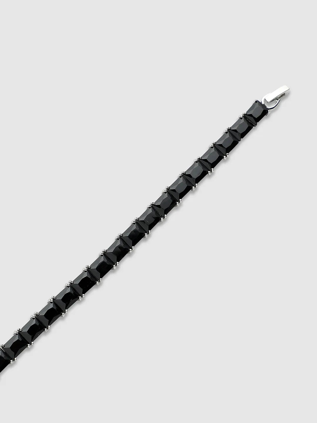 Geometric Stone Tennis Bracelet - Charcoal Black - Shop authentic Indian Men's Fashion by French Accent