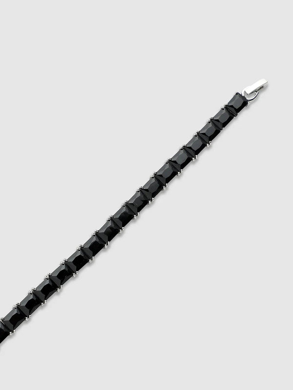 Geometric Stone Tennis Bracelet - Charcoal Black - Shop authentic Indian Men's Fashion by French Accent