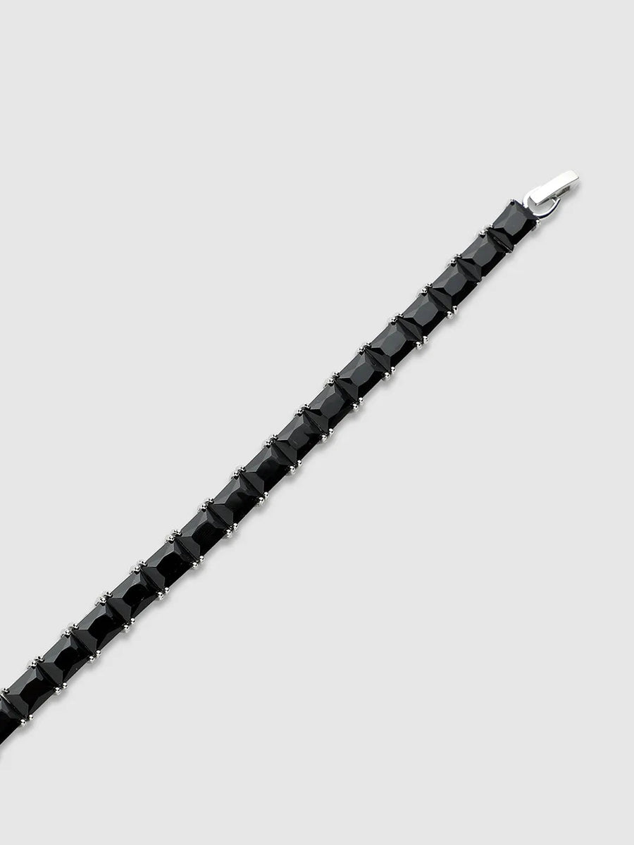Geometric Stone Tennis Bracelet - Charcoal Black - Shop authentic Indian Men's Fashion by French Accent