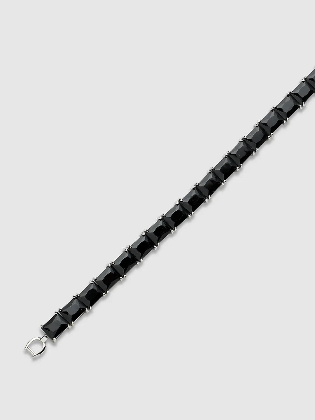 Geometric Stone Tennis Bracelet - Charcoal Black - Shop authentic Indian Men's Fashion by French Accent