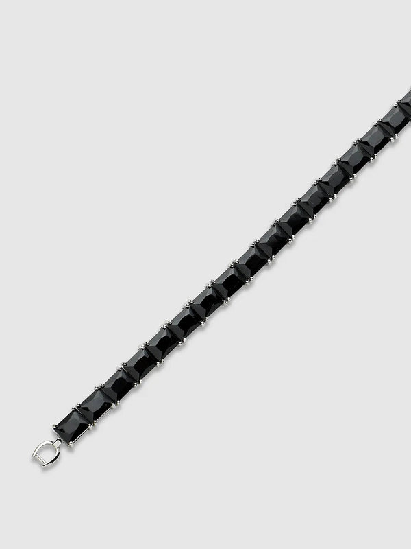 Geometric Stone Tennis Bracelet - Charcoal Black - Shop authentic Indian Men's Fashion by French Accent