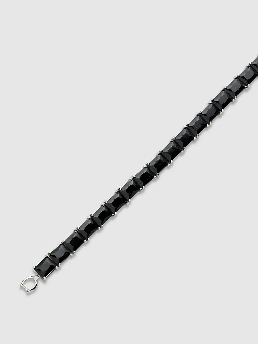 Geometric Stone Tennis Bracelet - Charcoal Black - Shop authentic Indian Men's Fashion by French Accent