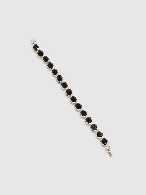 Oval Stone Tennis Bracelet - Charcoal Black - Shop authentic Indian Men's Fashion by French Accent