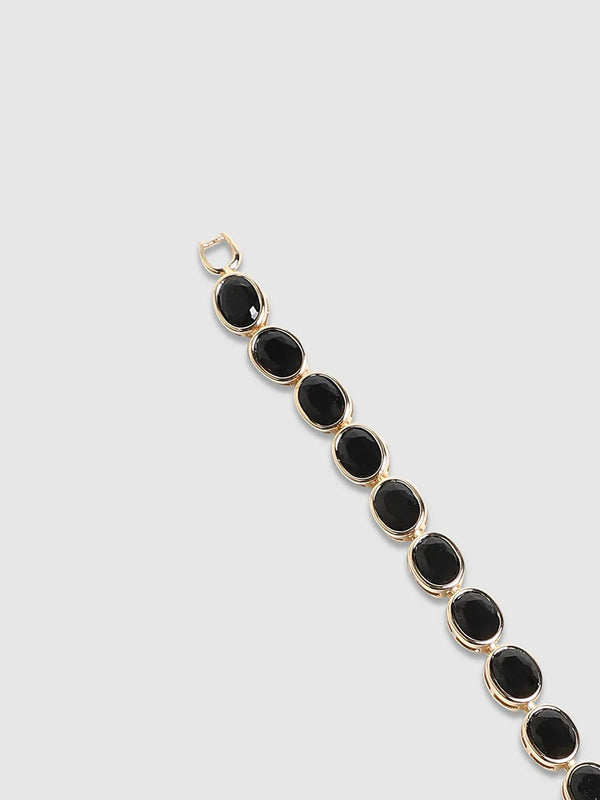 Oval Stone Tennis Bracelet - Charcoal Black - Shop authentic Indian Men's Fashion by French Accent