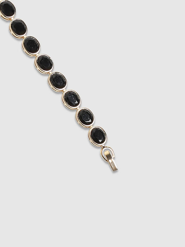 Oval Stone Tennis Bracelet - Charcoal Black - Shop authentic Indian Men's Fashion by French Accent