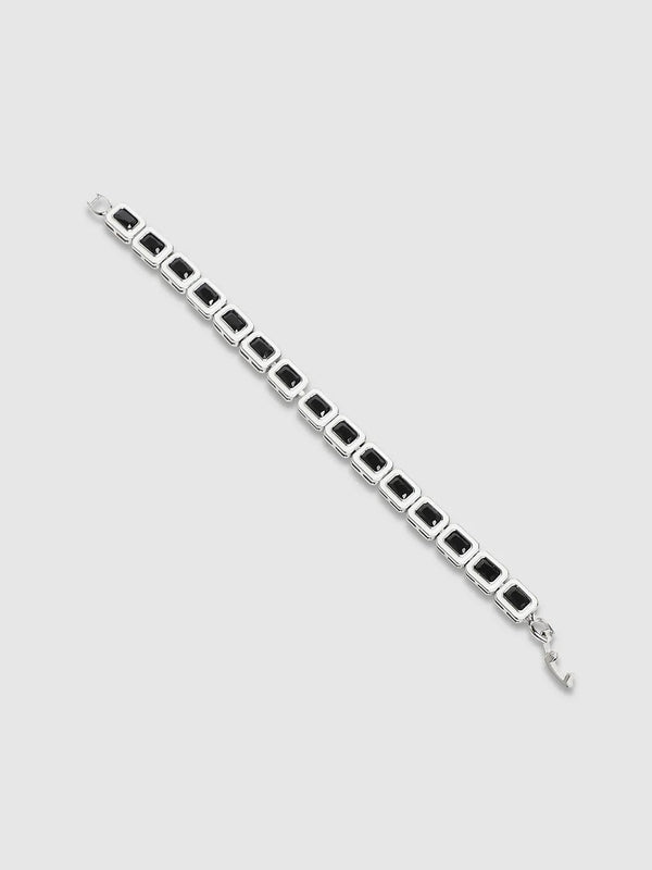 Contrast Enamel Tennis Bracelet - Black & White - Shop authentic Indian Men's Fashion by French Accent