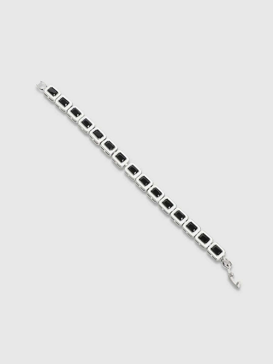 Contrast Enamel Tennis Bracelet - Black & White - Shop authentic Indian Men's Fashion by French Accent
