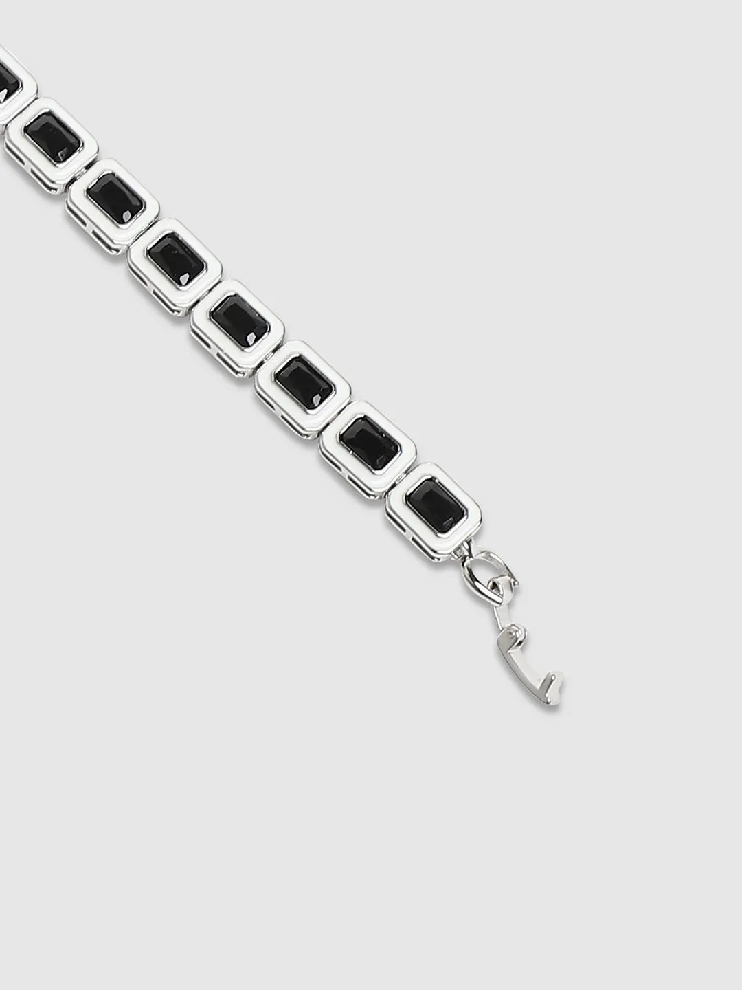 Contrast Enamel Tennis Bracelet - Black & White - Shop authentic Indian Men's Fashion by French Accent