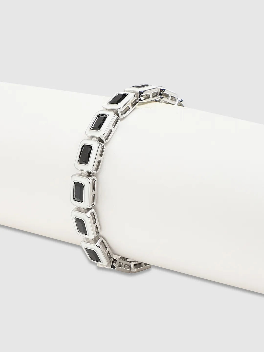 Contrast Enamel Tennis Bracelet - Black & White - Shop authentic Indian Men's Fashion by French Accent