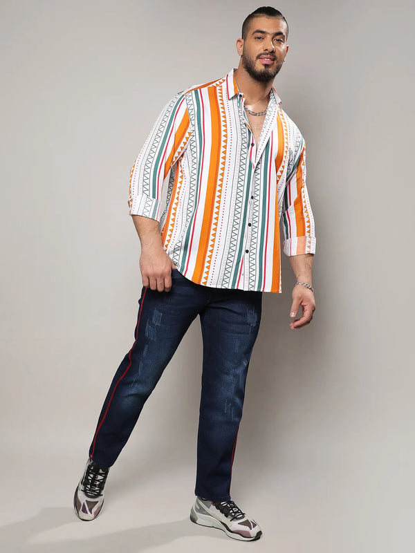 Multicolour Geometrical Print Shirt - Shop authentic Indian Men's Fashion by Instafab Plus