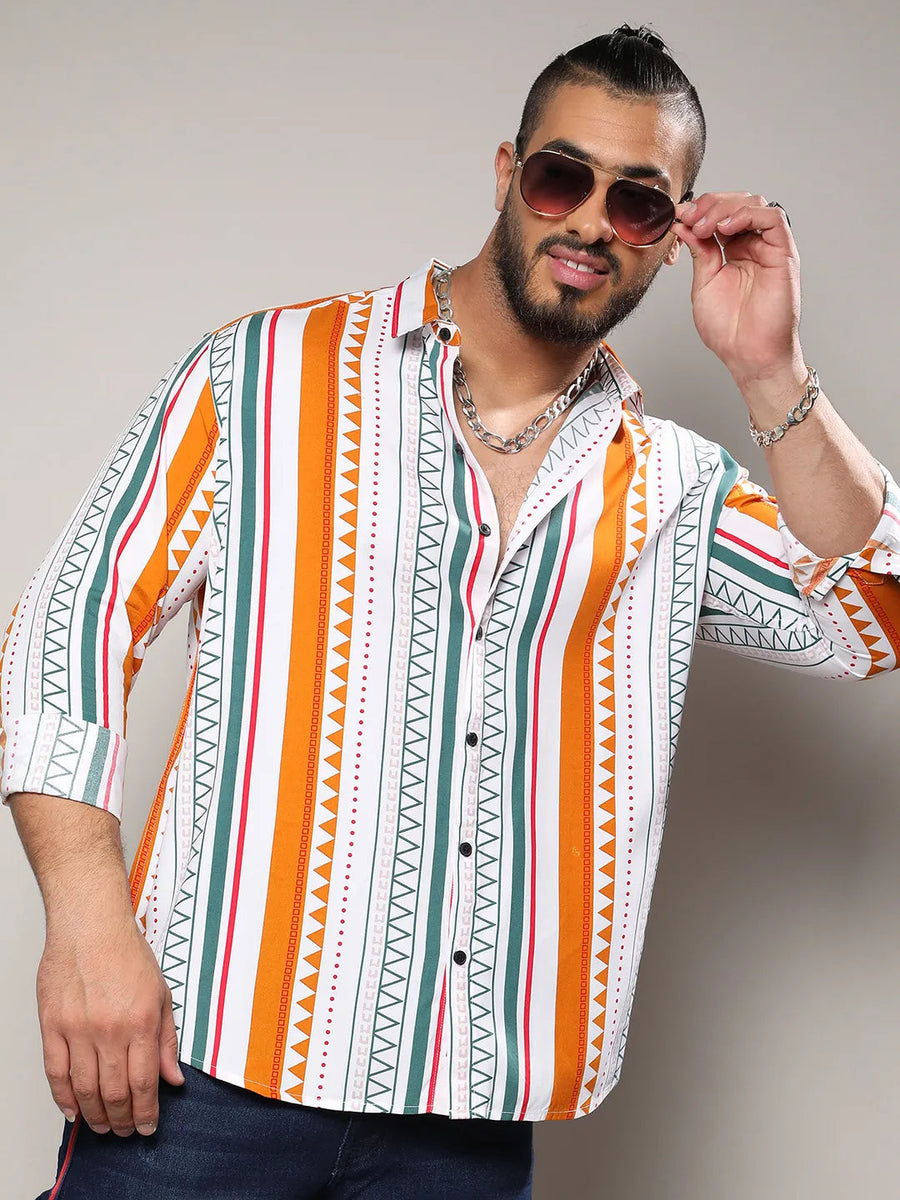 Multicolour Geometrical Print Shirt - Shop authentic Indian Men's Fashion by Instafab Plus