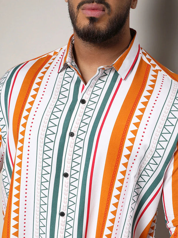 Multicolour Geometrical Print Shirt - Shop authentic Indian Men's Fashion by Instafab Plus