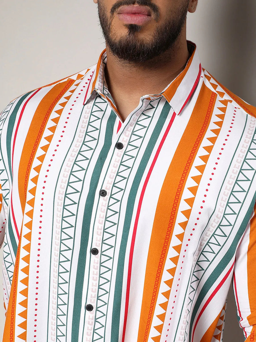 Multicolour Geometrical Print Shirt - Shop authentic Indian Men's Fashion by Instafab Plus