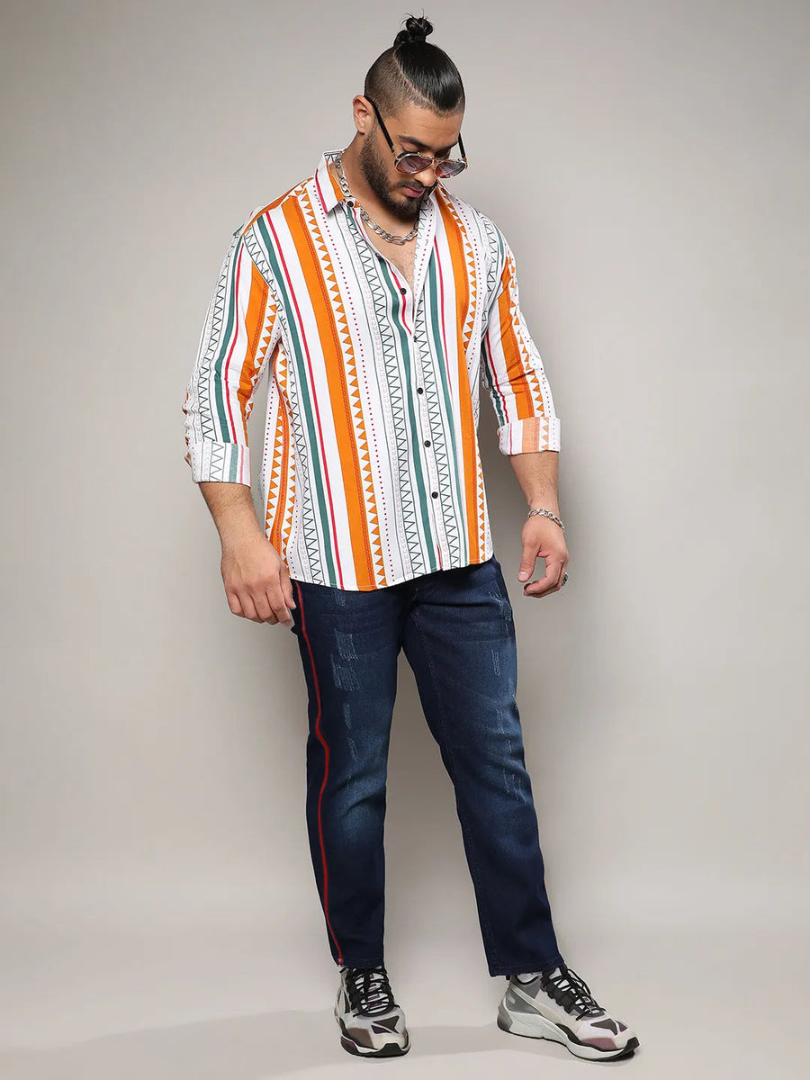 Multicolour Geometrical Print Shirt - Shop authentic Indian Men's Fashion by Instafab Plus