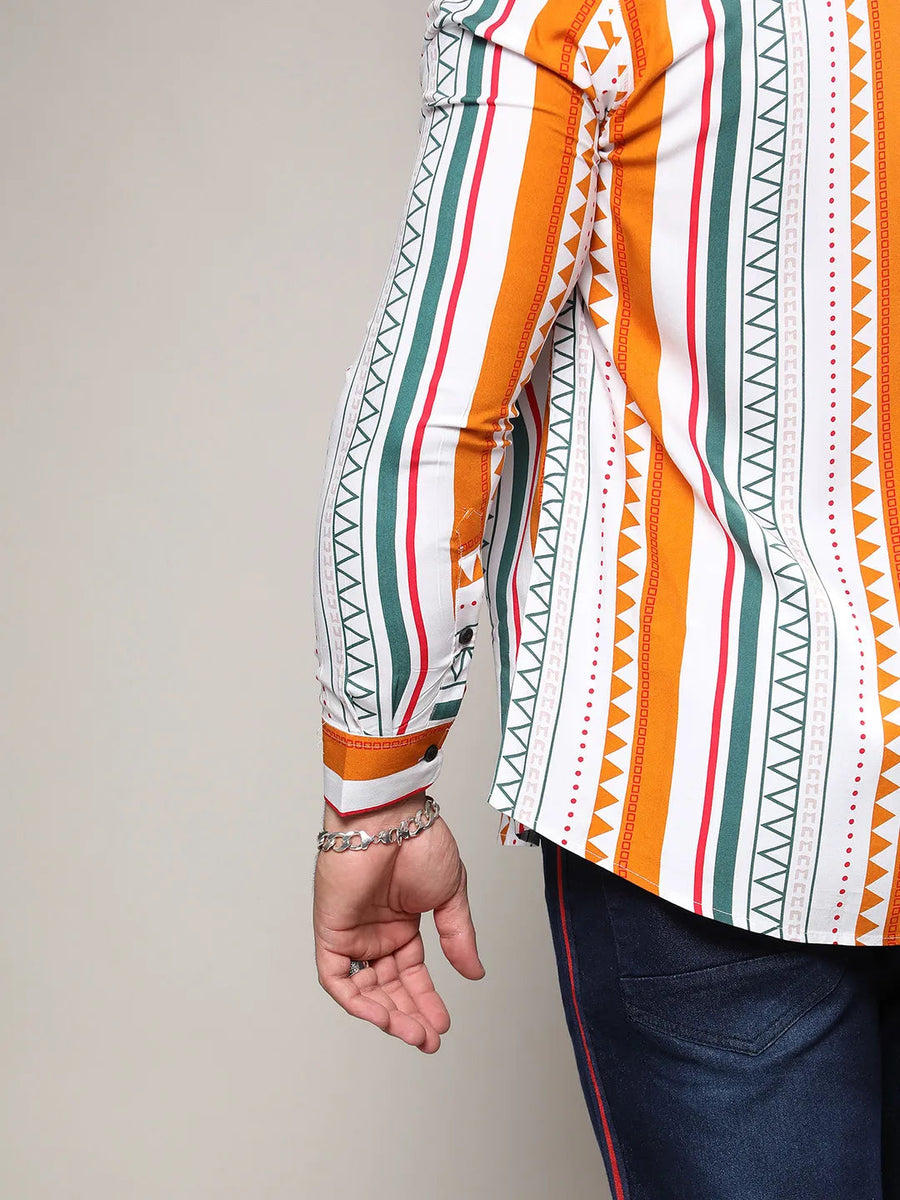 Multicolour Geometrical Print Shirt - Shop authentic Indian Men's Fashion by Instafab Plus