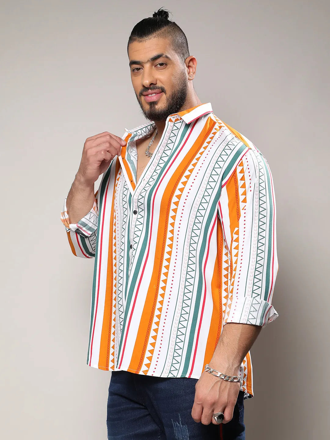 Multicolour Geometrical Print Shirt - Shop authentic Indian Men's Fashion by Instafab Plus
