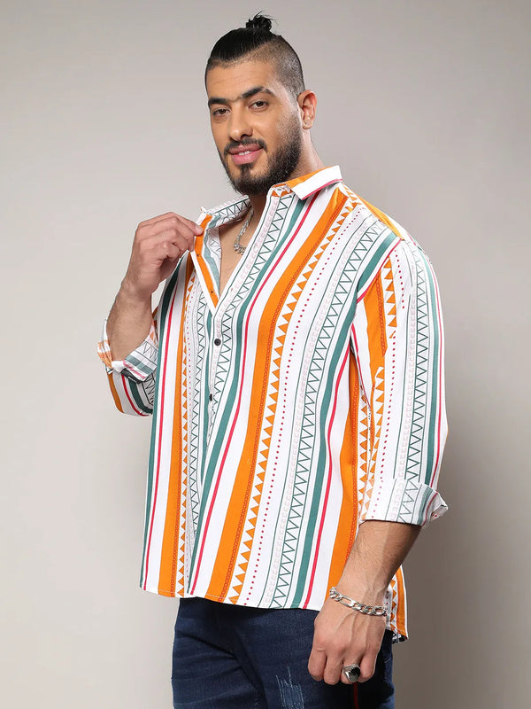 Multicolour Geometrical Print Shirt - Shop authentic Indian Men's Fashion by Instafab Plus