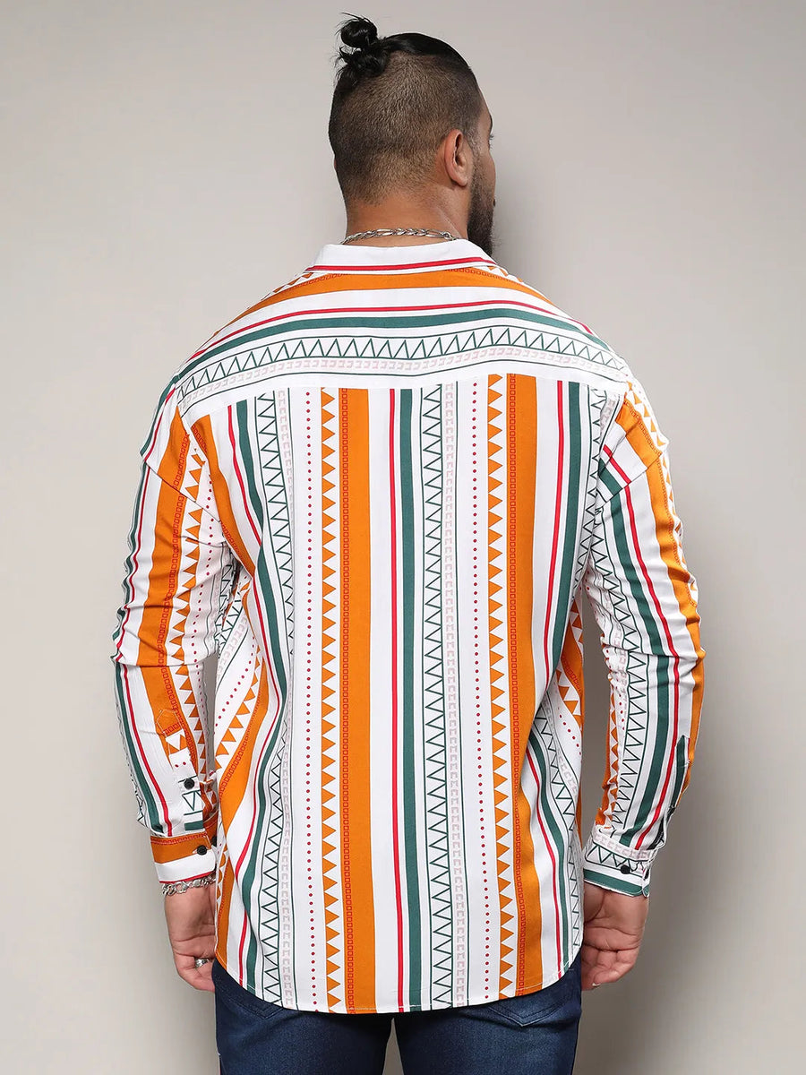 Multicolour Geometrical Print Shirt - Shop authentic Indian Men's Fashion by Instafab Plus