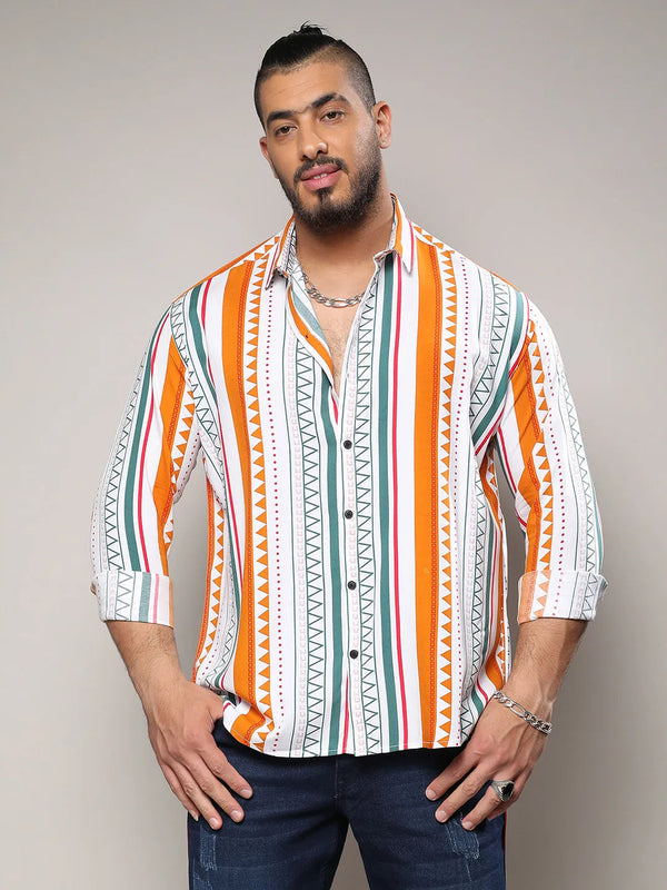 Multicolour Geometrical Print Shirt - Shop authentic Indian Men's Fashion by Instafab Plus
