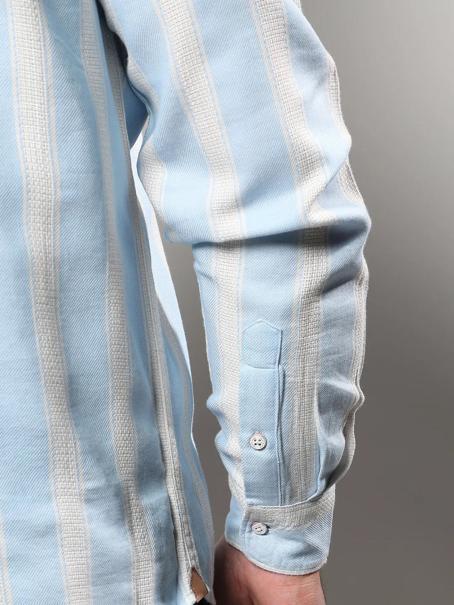 Light Blue Shadow Striped Shirt - Shop authentic Indian Men's Fashion by Instafab Plus