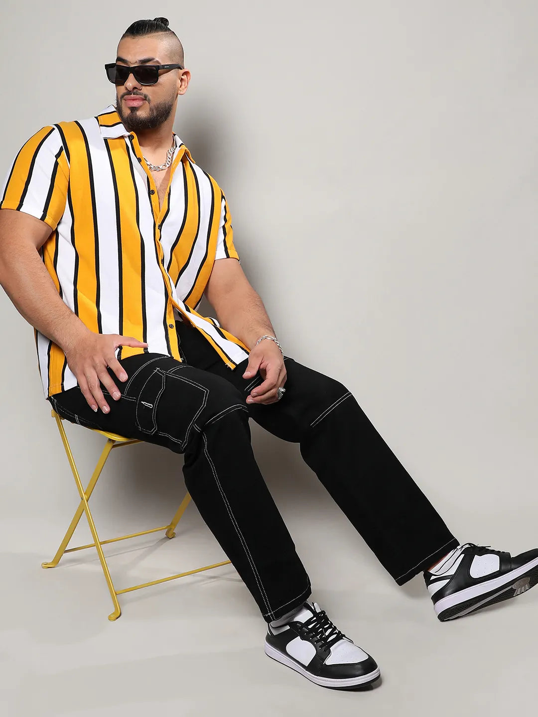 Yellow Striped Casual Shirt - Shop authentic Indian Men's Fashion by Instafab Plus