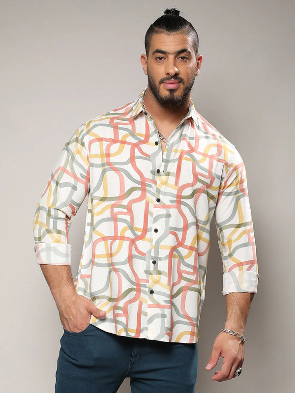 Multicolour Flowing Vines Shirt - Shop authentic Indian Men's Fashion by Instafab Plus