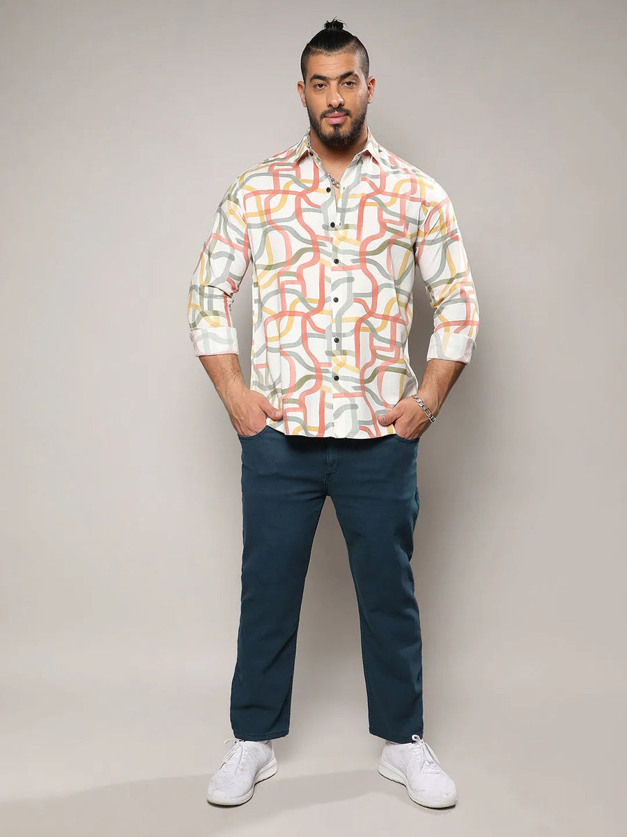 Multicolour Flowing Vines Shirt - Shop authentic Indian Men's Fashion by Instafab Plus