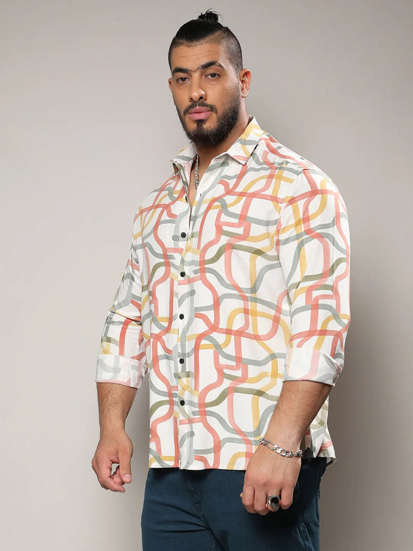 Multicolour Flowing Vines Shirt - Shop authentic Indian Men's Fashion by Instafab Plus